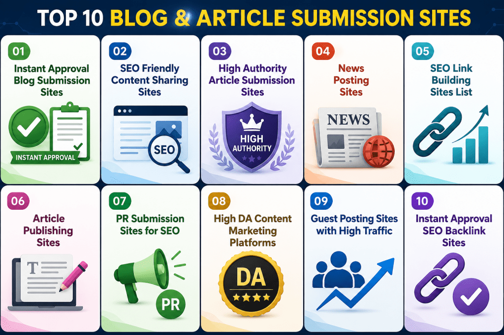 100+ High DA Backlink Sites List for SEO 